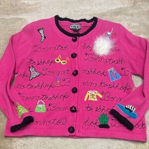 Vintage- Pink Cardigan with Embroidered an sequin Details